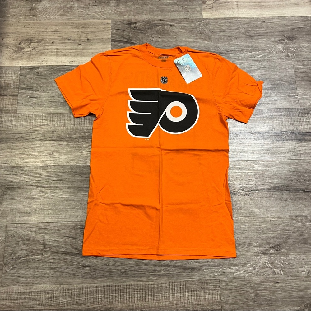 Reebok Philadelphia Flyers 17 Simmonds Orange Tee with Gray Logo